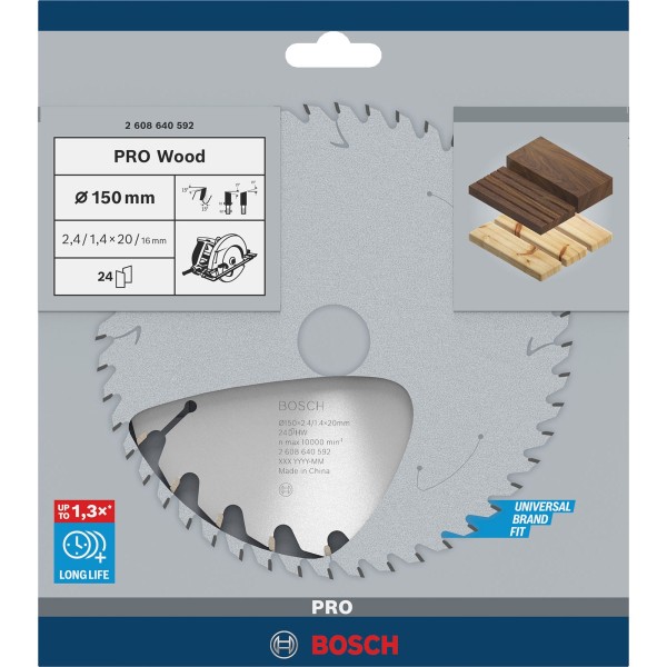 Bosch Kreissägeblatt Pro Wood 150x20/16mm Z24