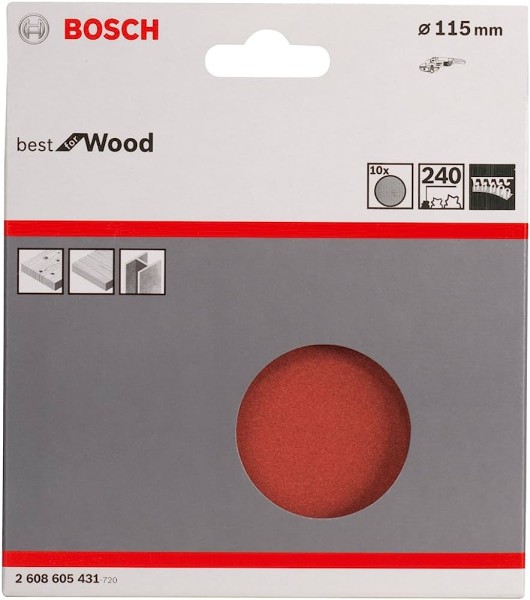 Bosch Schleifpapier 115mm K240 Wood 10er Pack