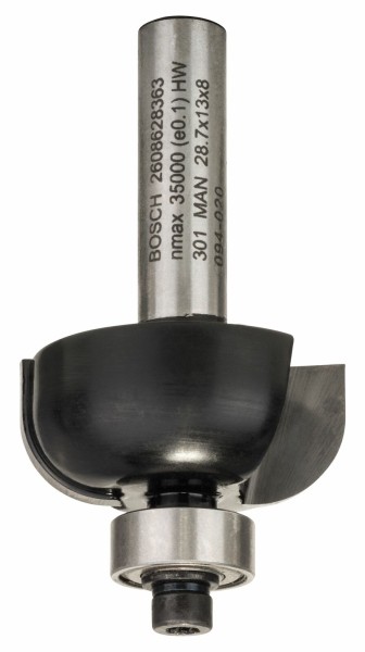 Bosch Hohlkehlenfräser, 8 mm, R1 8 mm, D 28,7 mm, L 12,7 mm, G 54 mm