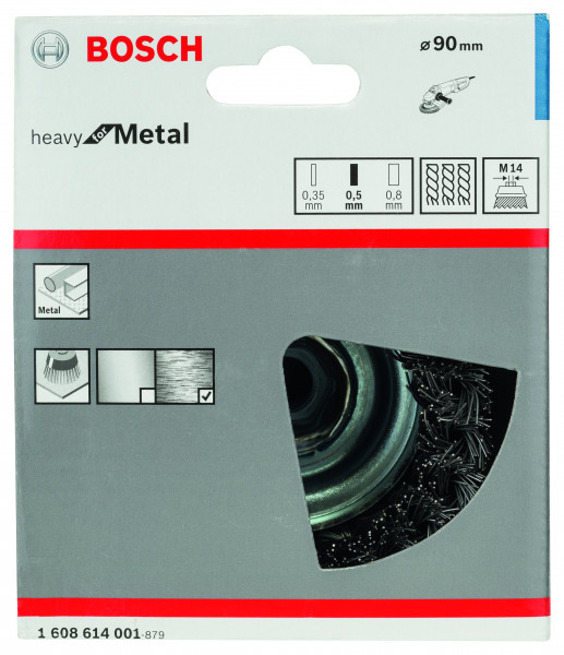 Bosch Topfdrahtbürste 90mm M14 0,50mm gezopfter Stahldraht