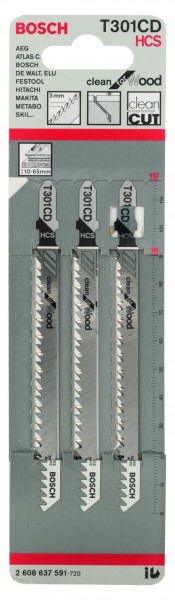Bosch Stichsägeblatt Clean for Wood T301CD 3er Pack