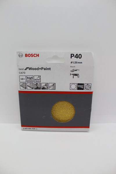 Bosch Schleifpapier 125mm K40 C470 Wood & Paint 10er Pack
