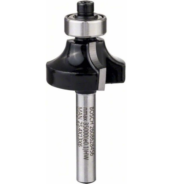 Bosch Abrundfräser 6 mm, R1 6,3 mm, D 25,4, L 13,1 mm, G 54 mm