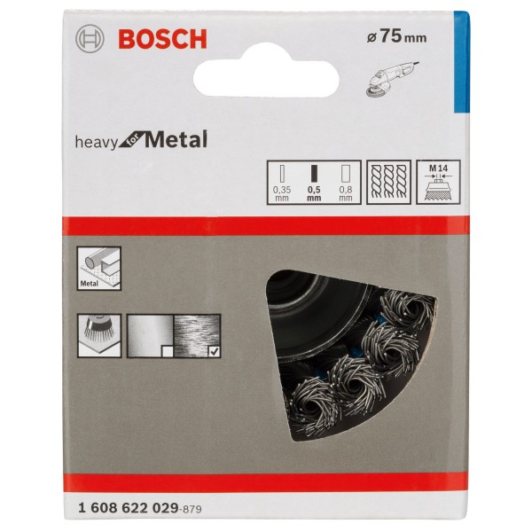 Bosch Topfdrahtbürste 75mm M14 0,50mm gezopfter Stahldraht