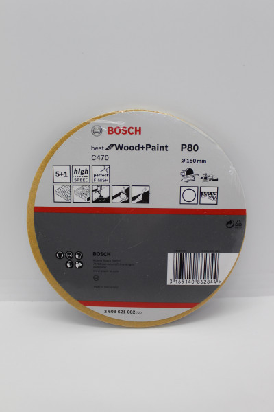 Bosch Schleifpapier 150mm Best for Wood + Paint C470 K80 Set Inkl. Pad