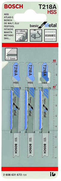 Bosch Stichsägeblatt Basic for Metal T218A 3er Pack