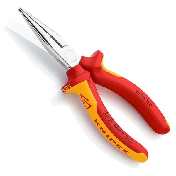 Knipex Flachrundzange Radiozange mit Schneide VDE 160mm 2506160