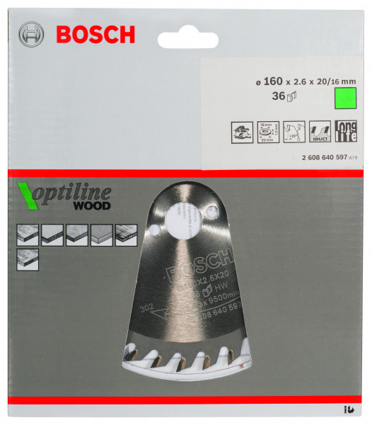 Bosch Kreissägeblatt Optiline Wood 160x20/16mm Z36