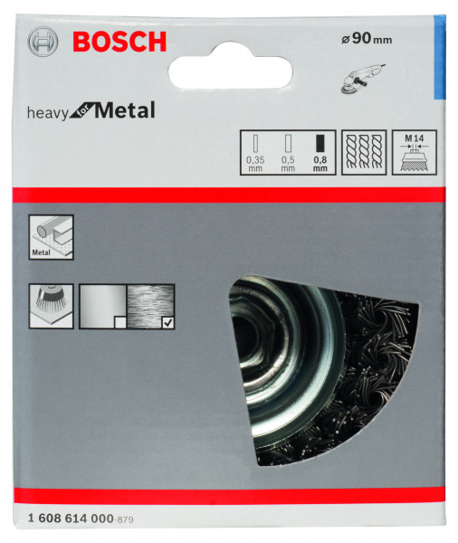 Bosch Topfdrahtbürste 90mm M14 0,80mm gezopfter Stahldraht