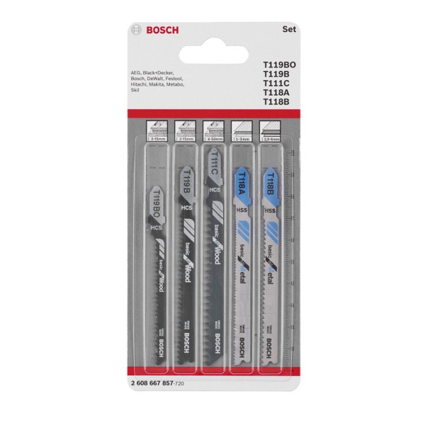 Bosch Stichsägeblattset Holz + Metall 5tlg.
