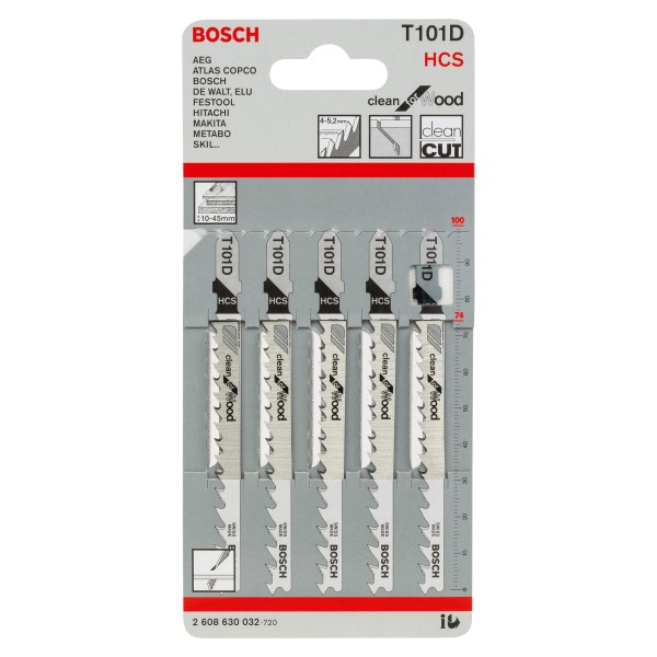 Bosch Stichsägeblatt Clean for Wood T101D 5er Pack