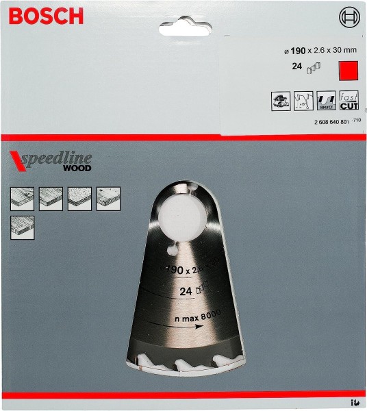 Bosch Kreissägeblatt Speedline Wood 190x30mm Z24