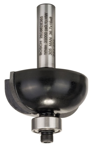 Bosch Hohlkehlenfräser, 8 mm, R1 12 mm, D 36,7 mm, L 15,5 mm, G 58 mm