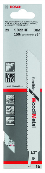 Bosch Säbelsägeblatt Flexible for Wood and Metal S922HF 2er Pack
